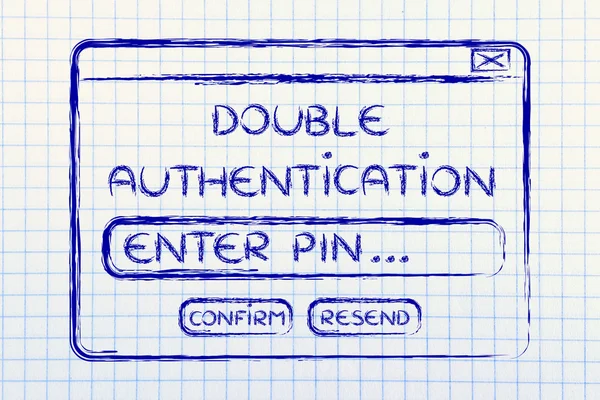 Flat illustration of a funny pop-up about double authentification — Stock Photo, Image