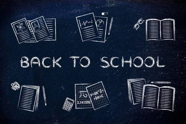 Books and notes with text Back to School — Stock Photo, Image