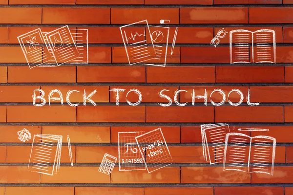 Livros e notas com texto Back to School — Fotografia de Stock