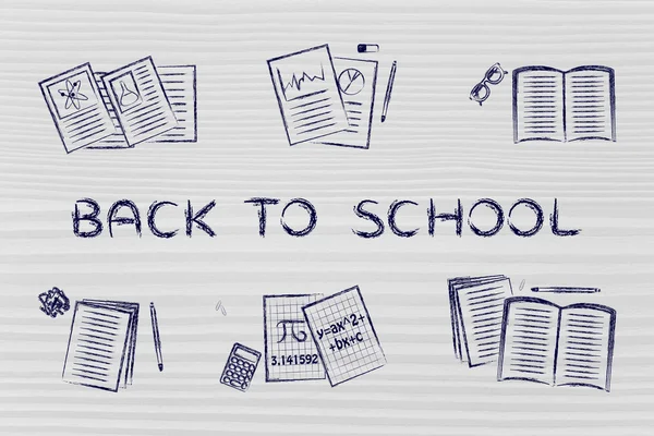 Livros e notas com texto Back to School — Fotografia de Stock