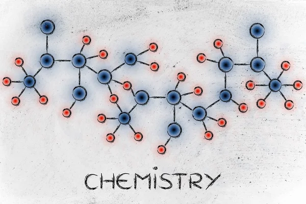 Molecola ispirato illustrazione con testo Chimica — Foto Stock