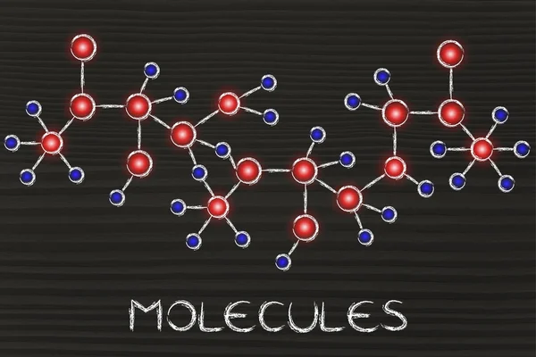Chemie geïnspireerd afbeelding met tekst moleculen — Stockfoto