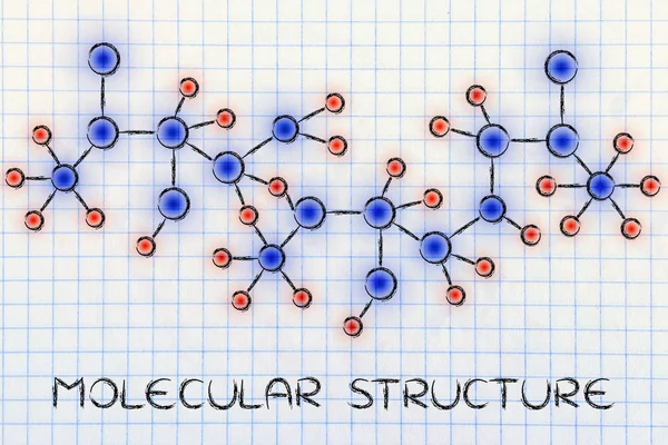 化学启发与文本分子结构图 — 图库照片