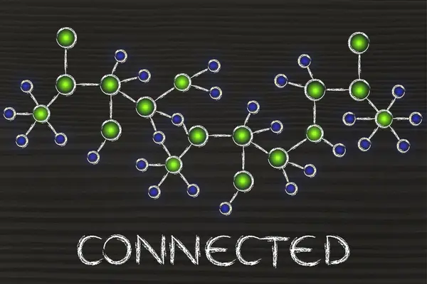 Абстрактная светящаяся сетевая иллюстрация с текстом Connected — стоковое фото