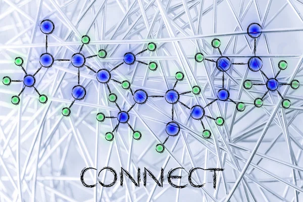 テキスト接続で抽象的な熱烈なネットワーク図 — ストック写真
