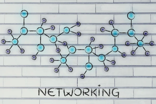 Illustrazione di rete luminosa astratta con testo Networking — Foto Stock