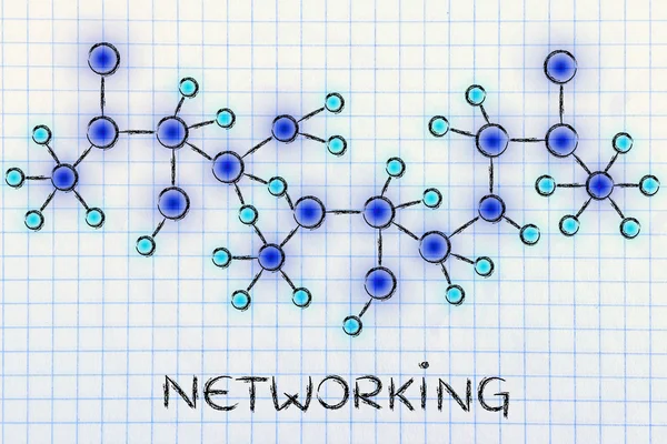 Illustrazione di rete luminosa astratta con testo Networking — Foto Stock