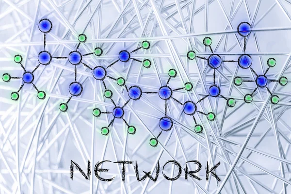 Abstrata brilhante ilustração de rede com texto Rede — Fotografia de Stock