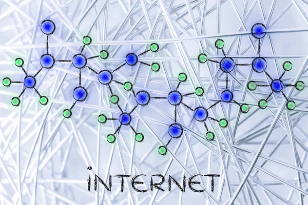 Αφηρημένη λαμπερό δίκτυο εικόνα με κείμενο στο Διαδίκτυο — Φωτογραφία Αρχείου