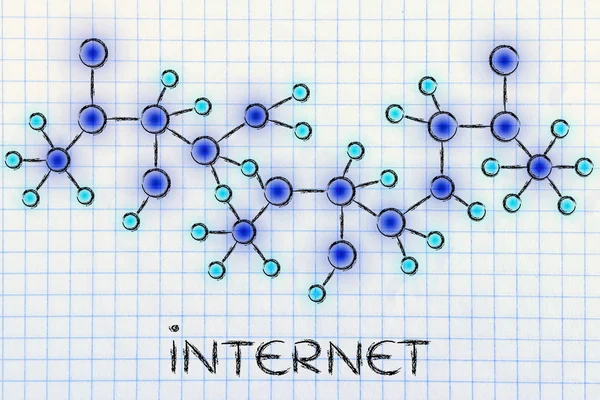 Abstrakte leuchtende Netzwerk-Illustration mit Text Internet — Stockfoto