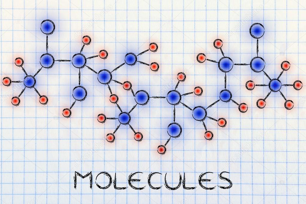 chemistry inspired illustration with text Molecules