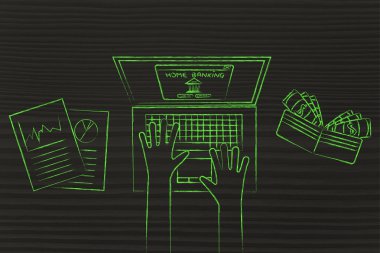 ev bankacılık kullanıcı vasıl onun laptop ile cüzdan açık ve istatistikleri