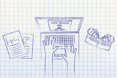 ev bankacılık kullanıcı vasıl onun laptop ile cüzdan açık ve istatistikleri