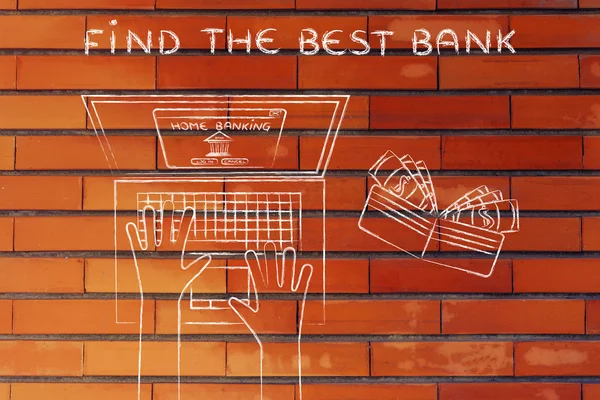 Concept of find the best bank — Stock Photo, Image