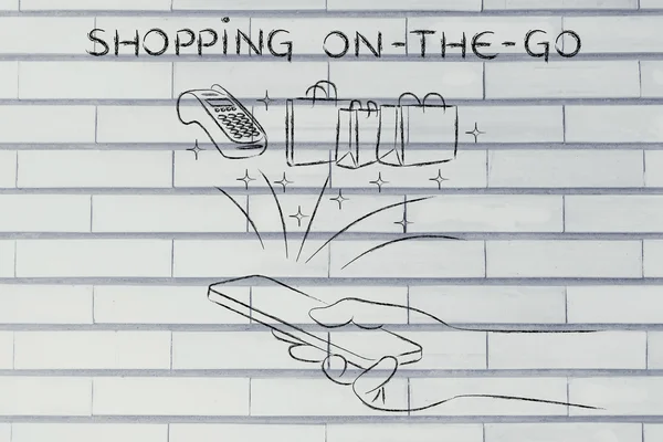Konzept des Einkaufens unterwegs — Stockfoto