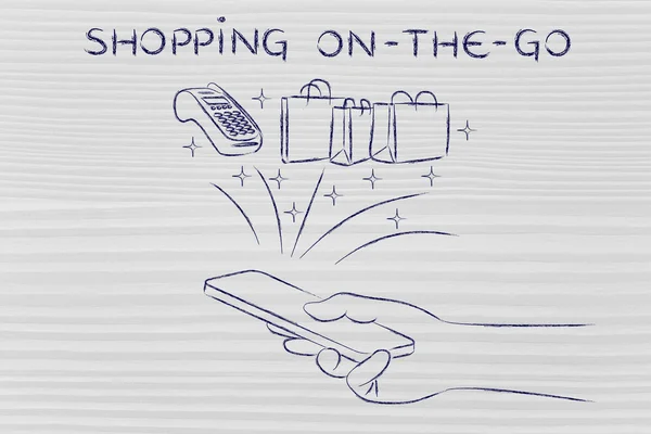 Concept van het winkelen on-the-go — Stockfoto
