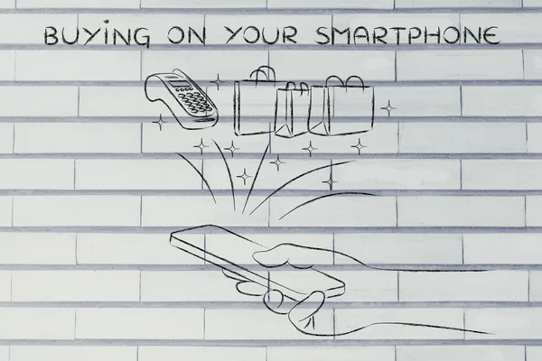 Концепция покупки на вашем смартфоне — стоковое фото