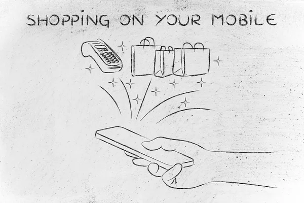 Концепция покупок на мобильном телефоне — стоковое фото