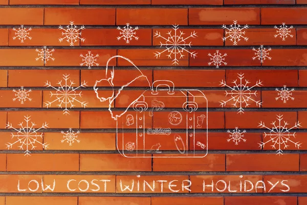 Concept of Low cost winter holidays — Stock Photo, Image