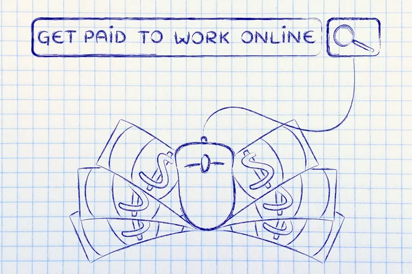 Essere pagati per lavorare illustrazione online — Foto Stock