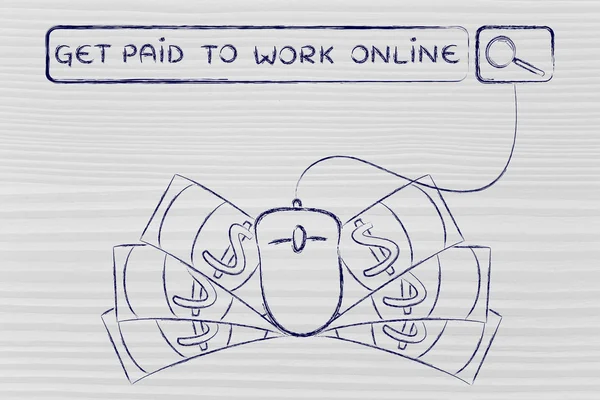 Dibayar untuk bekerja ilustrasi online — Stok Foto