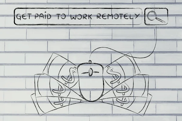 リモートで作業する図に報酬を得る — ストック写真