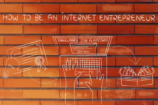 Концепция того, как быть интернет-предпринимателем — стоковое фото
