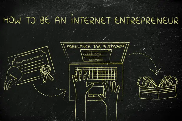 Concepto de cómo ser un empresario de Internet —  Fotos de Stock