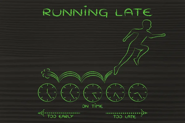 A szöveg késésben órák futó ember — Stock Fotó