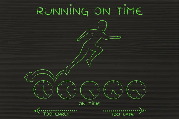 Személy futó szöveggel órák futó idő — Stock Fotó