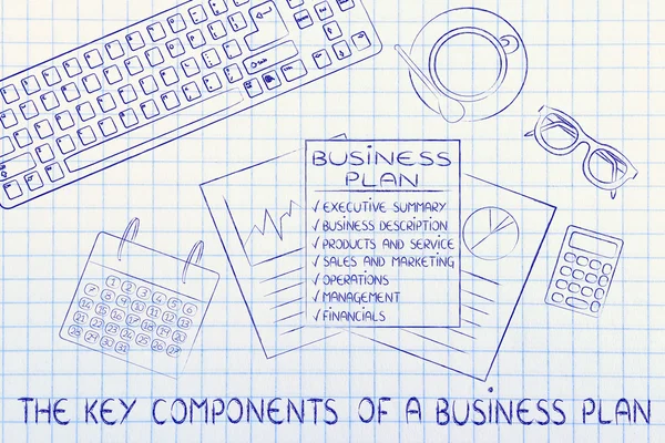 Концепция ключевой составляющей бизнес-плана — стоковое фото
