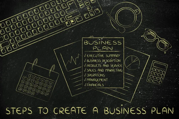 Концепция шагов по созданию бизнес-плана — стоковое фото