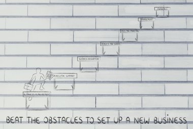 kavramı bir iş kurmak için engelleri yenmek