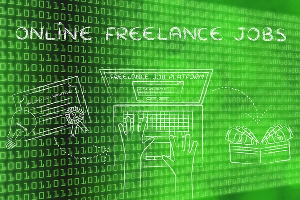 Pojęcie praca freelance online — Zdjęcie stockowe