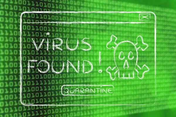 Ilustrație a unui pop-up amuzant despre un virus găsit — Fotografie, imagine de stoc
