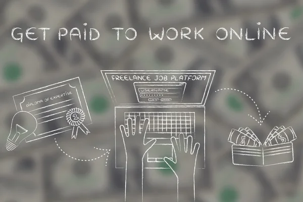Get paid do pracy online ilustracja — Zdjęcie stockowe