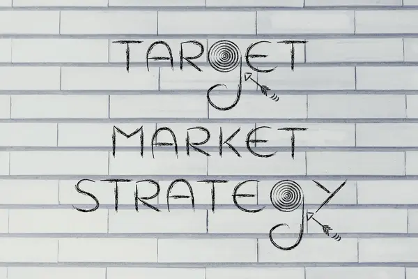 マーケティング用語「ターゲット市場戦略」イラスト — ストック写真