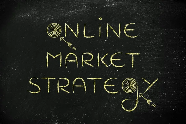Término de marketing digital "estrategia de mercado en línea" ilustración —  Fotos de Stock