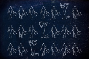 tutan bir kalabalık içinde bir kaç adayları seçmek beni afiş