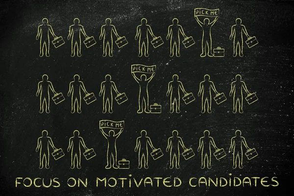 Fokusera på motiverade kandidater illustration — Stockfoto