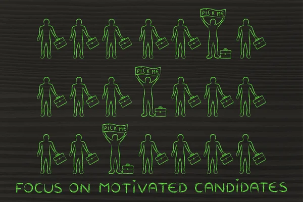Сосредоточьтесь на иллюстрации мотивированных кандидатов — стоковое фото
