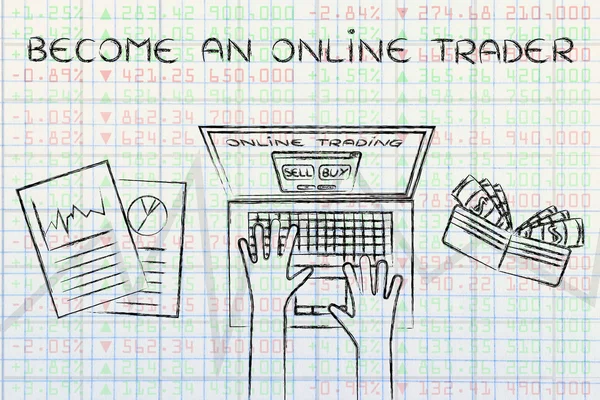Pojęcie jak stać się online handlowiec — Zdjęcie stockowe