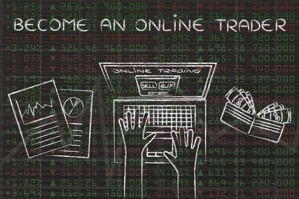 Pojęcie jak stać się online handlowiec — Zdjęcie stockowe