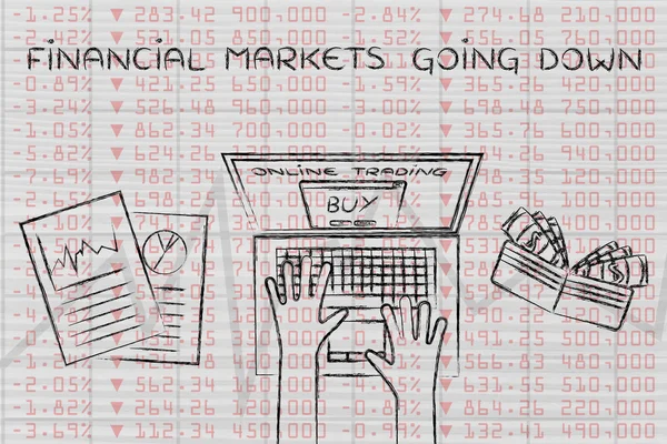Χρηματοπιστωτικές αγορές που πηγαίνει κάτω εικονογράφηση — Φωτογραφία Αρχείου
