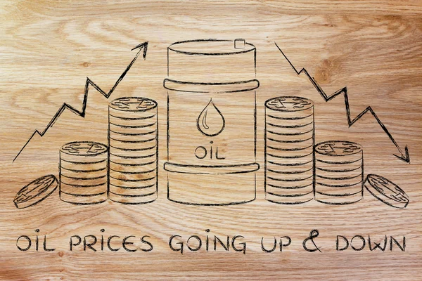 Έννοια των τιμών του πετρελαίου πηγαίνει επάνω & κάτω — Φωτογραφία Αρχείου