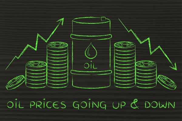 Concetto di prezzi del petrolio salendo e scendendo — Foto Stock
