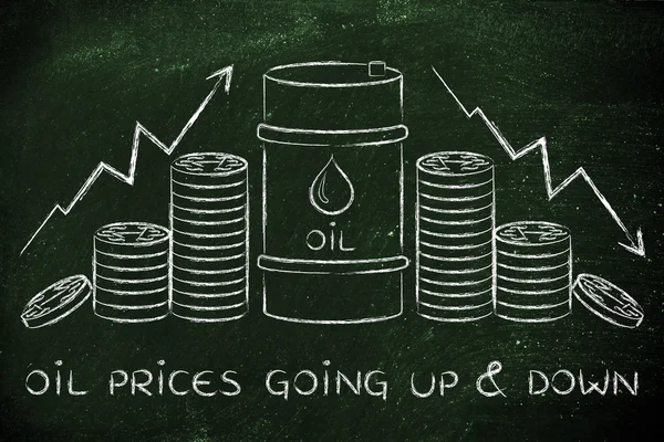 Ціни на нафту зростають і вниз ілюстрація — стокове фото