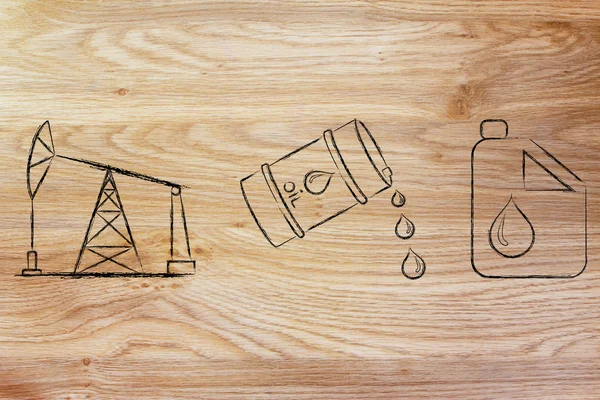 Τζακ αντλία, εικονογράφηση βαρέλι και δεξαμενή πετρελαίου — Φωτογραφία Αρχείου