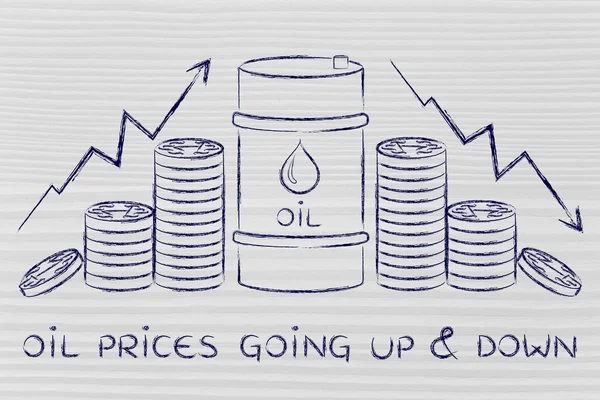 Subida y bajada de precios del petróleo ilustración — Foto de Stock