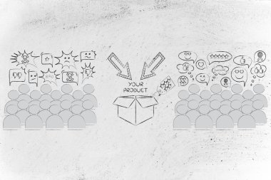 bir ürün hakkında karşıt görüşleri ifade insanlar